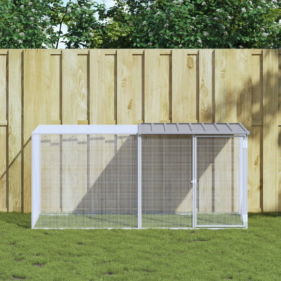 NNEVL Chicken Cage with Roof Light Grey 203x98x90 cm Galvanised Steel