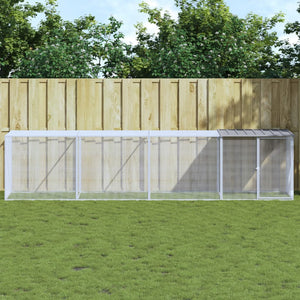 NNEVL Chicken Cage with Roof Light Grey 403x98x90 cm Galvanised Steel