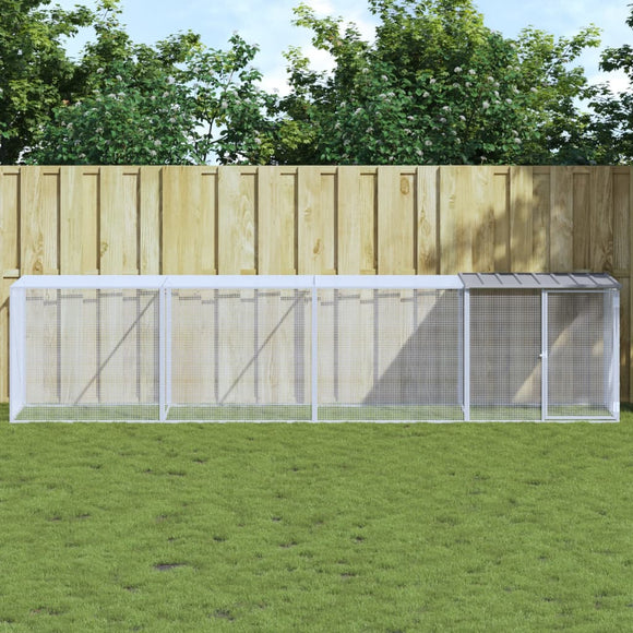 NNEVL Chicken Cage with Roof Light Grey 403x98x90 cm Galvanised Steel