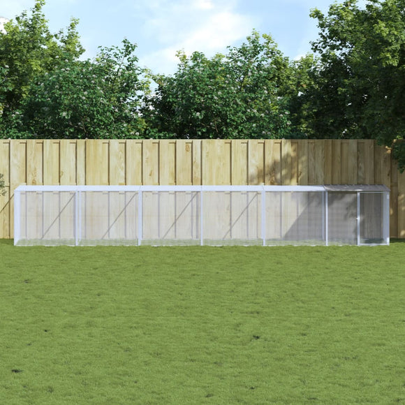 NNEVL Chicken Cage with Roof Light Grey 603x98x90 cm Galvanised Steel
