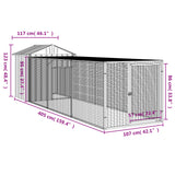 NNEVL Chicken Cage with Run Anthracite 117x405x123 cm Galvanised Steel