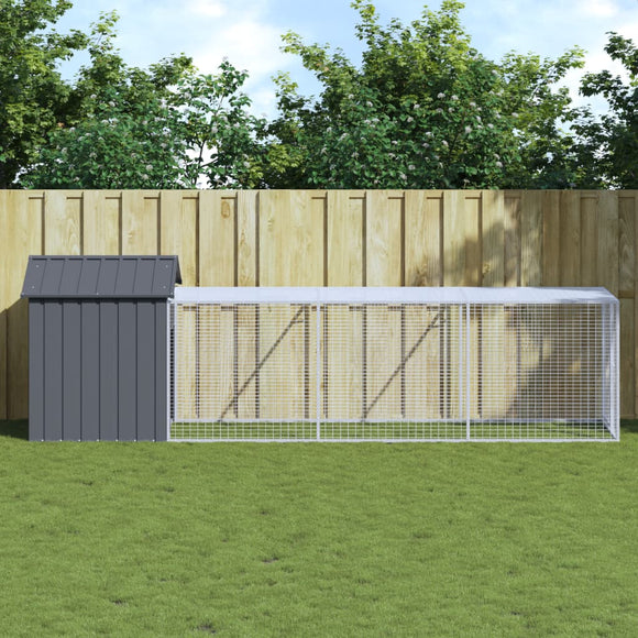 NNEVL Chicken Cage with Run Anthracite 117x405x123 cm Galvanised Steel