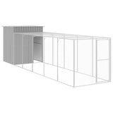 NNEVL Chicken Cage with Run Light Grey 165x659x181 cm Galvanised Steel