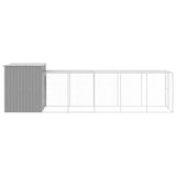 NNEVL Chicken Cage with Run Light Grey 165x659x181 cm Galvanised Steel