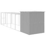 NNEVL Chicken Cage with Run Light Grey 165x659x181 cm Galvanised Steel
