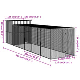 NNEVL Chicken Cage with Run Light Grey 165x659x181 cm Galvanised Steel