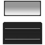 NNEVL Bathroom Cabinet with Mirror Black Engineered Wood