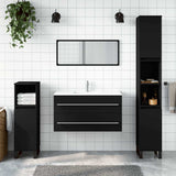 NNEVL Bathroom Cabinet with Mirror Black Engineered Wood