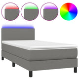 NNEVL Box Spring Bed with Mattress&LED Dark Grey 100x200cm Fabric