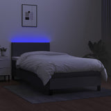 NNEVL Box Spring Bed with Mattress&LED Dark Grey 100x200cm Fabric