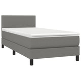 NNEVL Box Spring Bed with Mattress&LED Dark Grey 100x200cm Fabric