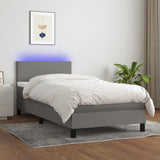 NNEVL Box Spring Bed with Mattress&LED Dark Grey 100x200cm Fabric