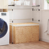 NNEVL Laundry Basket with 3 Sections 75x42.5x52 cm Water Hyacinth