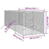 NNEVL Outdoor Dog Kennel Silver 2x6x2 m Galvanised Steel