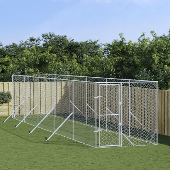 NNEVL Outdoor Dog Kennel Silver 2x10x2 m Galvanised Steel