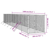 NNEVL Outdoor Dog Kennel Silver 2x14x2 m Galvanised Steel