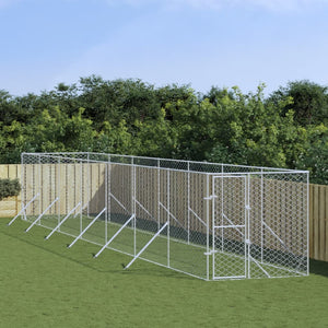 NNEVL Outdoor Dog Kennel Silver 2x14x2 m Galvanised Steel