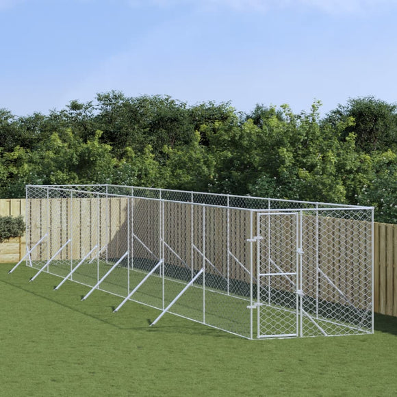 NNEVL Outdoor Dog Kennel Silver 2x14x2 m Galvanised Steel