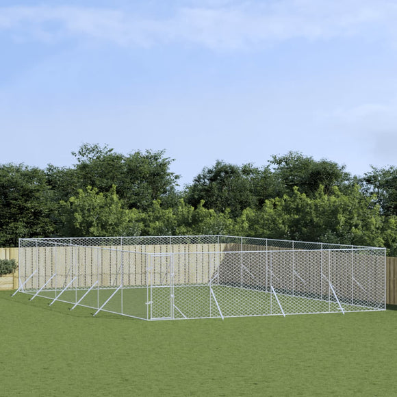 NNEVL Outdoor Dog Kennel Silver 8x12x2 m Galvanised Steel