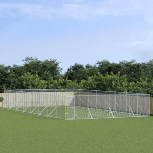 NNEVL Outdoor Dog Kennel Silver 8x16x2 m Galvanised Steel