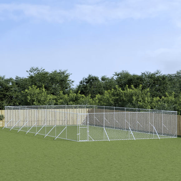 NNEVL Outdoor Dog Kennel Silver 8x16x2 m Galvanised Steel
