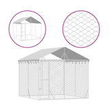 NNEVL Outdoor Dog Kennel with Roof Silver 3x3x2.5 m Galvanised Steel