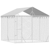 NNEVL Outdoor Dog Kennel with Roof Silver 3x3x2.5 m Galvanised Steel