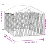 NNEVL Outdoor Dog Kennel with Roof Silver 3x3x2.5 m Galvanised Steel