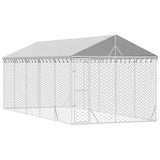 NNEVL Outdoor Dog Kennel with Roof Silver 3x7.5x2.5 m Galvanised Steel