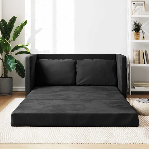 NNEVL Floor Sofa Bed 2-in-1 Black 122x204x55 cm Velvet