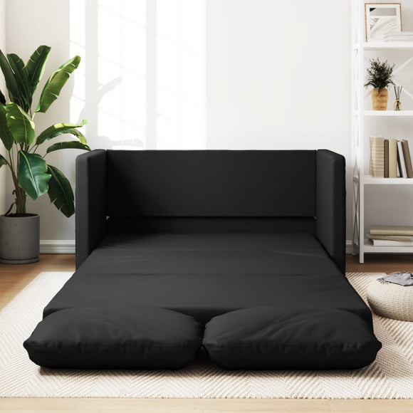 NNEVL Floor Sofa Bed 2-in-1 Black 112x174x55 cm Faux Leather