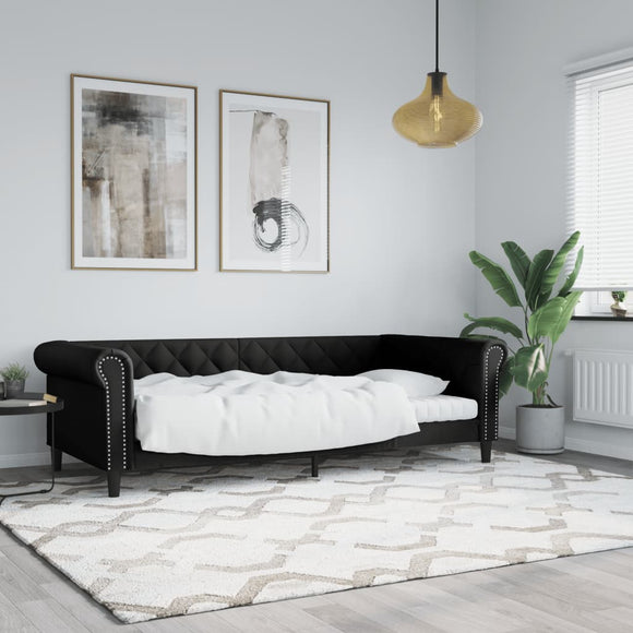 NNEVL Day Bed without Mattress Black 90x190 cm Faux Leather