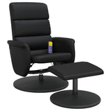 NNEVL Massage Recliner Chair with Footstool Black Faux Leather