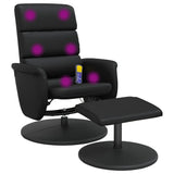 NNEVL Massage Recliner Chair with Footstool Black Faux Leather