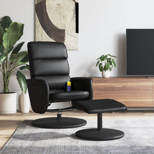 NNEVL Massage Recliner Chair with Footstool Black Faux Leather