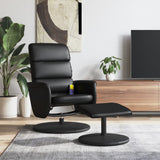 NNEVL Massage Recliner Chair with Footstool Black Faux Leather