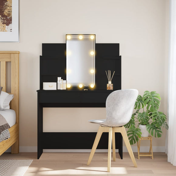 NNEVL Dressing Table with LED Lights Black 96x40x142 cm