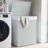 NNEVL Laundry Basket with Lid White 46x33x60 cm Poly Rattan