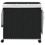 NNEVL Laundry Basket with Wheels Black 60x35x60.5 cm Rattan