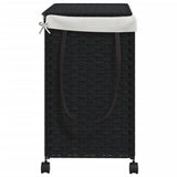 NNEVL Laundry Basket with Wheels Black 60x35x60.5 cm Rattan