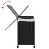 NNEVL Laundry Basket with Wheels Black 60x35x60.5 cm Rattan