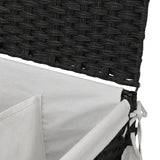 NNEVL Laundry Basket with Wheels Black 60x35x60.5 cm Rattan