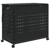 NNEVL Laundry Basket with Wheels Black 66x35x60 cm Rattan