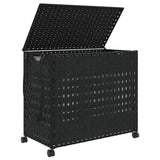 NNEVL Laundry Basket with Wheels Black 66x35x60 cm Rattan
