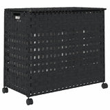 NNEVL Laundry Basket with Wheels Black 66x35x60 cm Rattan