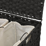 NNEVL Laundry Basket with Wheels Black 66x35x60 cm Rattan