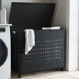 NNEVL Laundry Basket with Wheels Black 66x35x60 cm Rattan