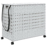 NNEVL Laundry Basket with Wheels White 66x35x60 cm Rattan