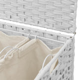 NNEVL Laundry Basket with Wheels White 66x35x60 cm Rattan