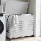 NNEVL Laundry Basket with Wheels White 66x35x60 cm Rattan